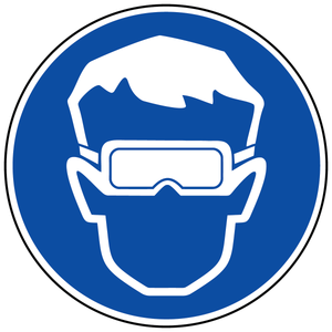 Wear eye protection safety label with international mandatory eye protection symbol for workplace PPE