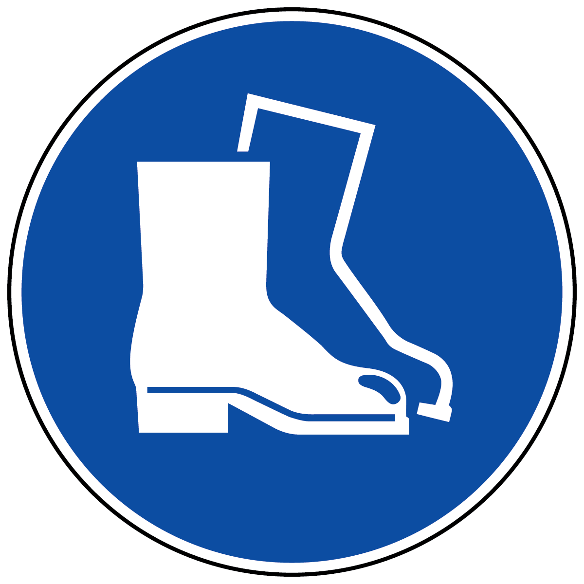 ISO M008 wear foot protection polyester label with mandatory safety footwear symbol for workplaces