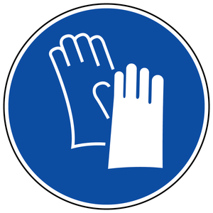 ISO M009 wear protective gloves polyester safety label with mandatory hand protection symbol
