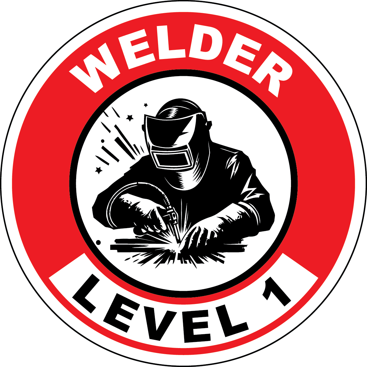 Welder level 1 vinyl hard hat safety sticker welder symbol