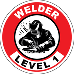 Welder level 1 vinyl hard hat safety sticker welder symbol