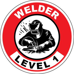 Welder level 1 vinyl hard hat safety sticker welder symbol