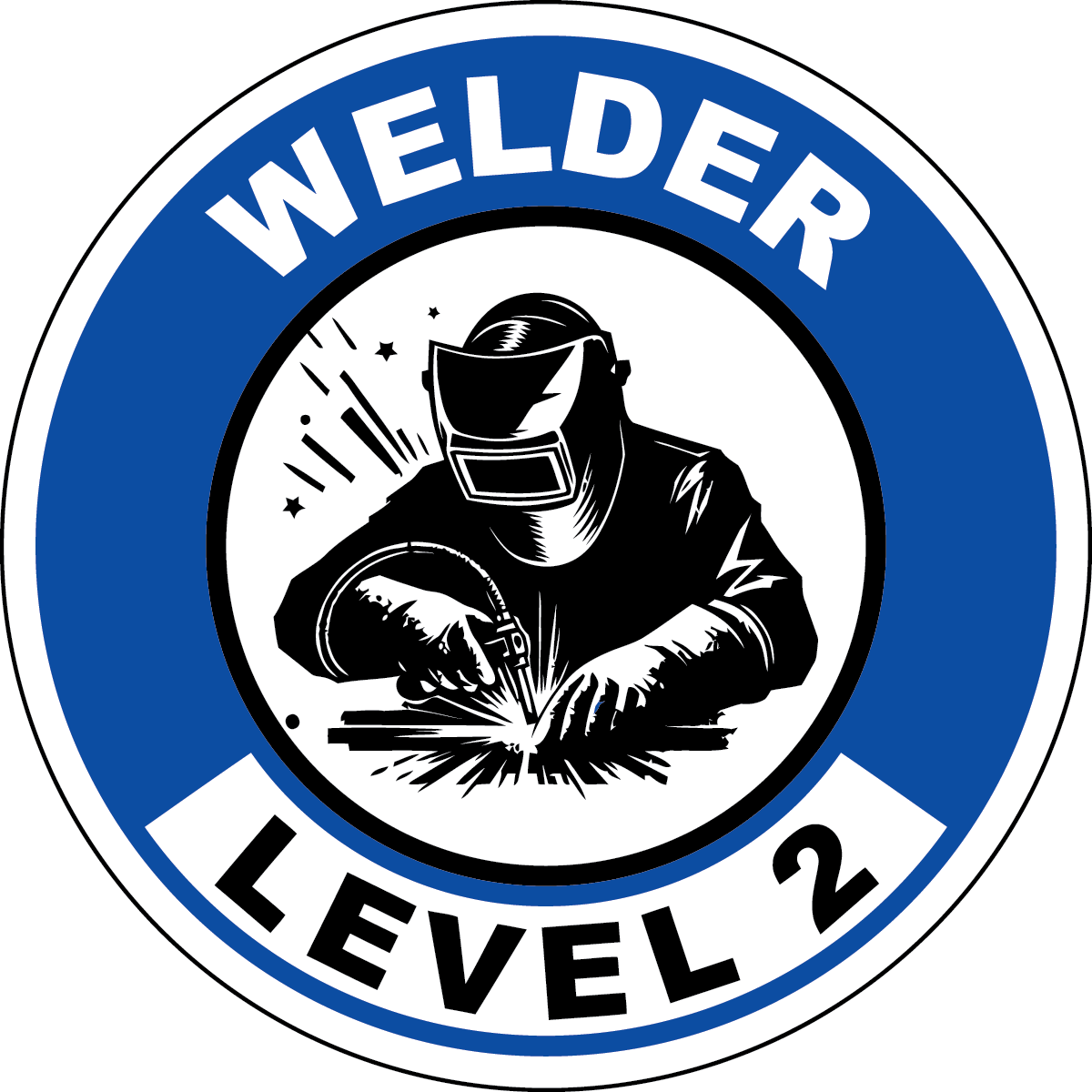 Welder level 2 vinyl hard hat safety sticker welder symbol