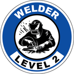 Welder level 2 vinyl hard hat safety sticker welder symbol