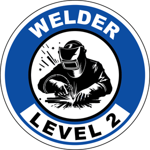 Welder level 2 vinyl hard hat safety sticker welder symbol