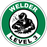 Welder level 3 vinyl hard hat safety sticker welder symbol