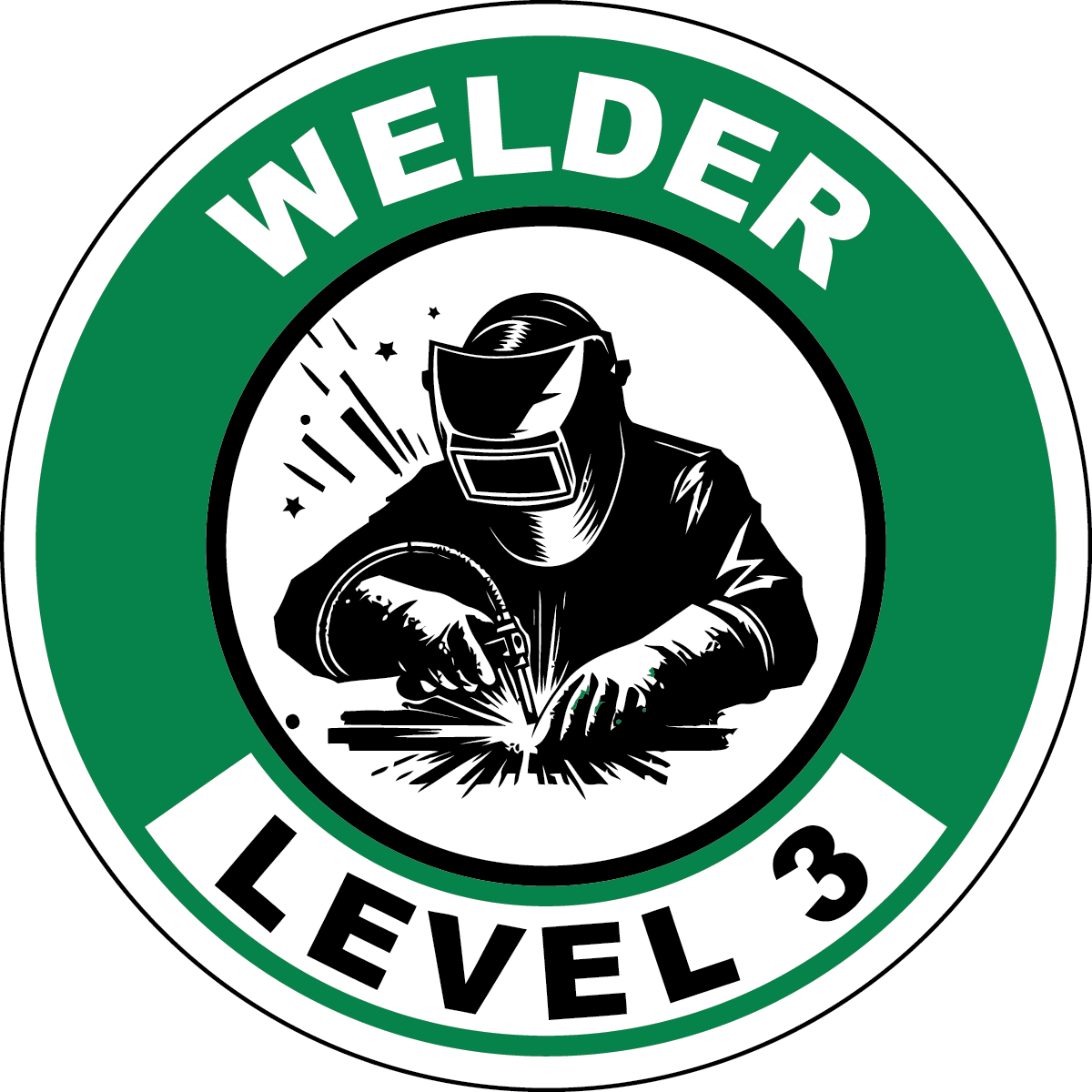 Welder level 3 vinyl hard hat safety sticker welder symbol