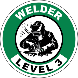 Welder level 3 vinyl hard hat safety sticker welder symbol