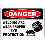 Danger welding arc wear proper eye protection safety sign
