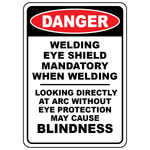 Danger welding eye shield mandatory safety sign warning of blindness risk