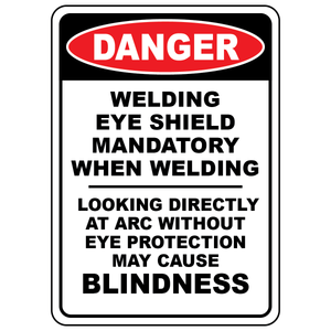 Danger welding eye shield mandatory safety sign warning of blindness risk