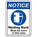 Notice welding mask must be worn mandatory PPE safety sign