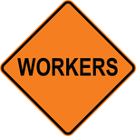 Workers MUTCD W21-1 traffic warning sign for road construction and work zones