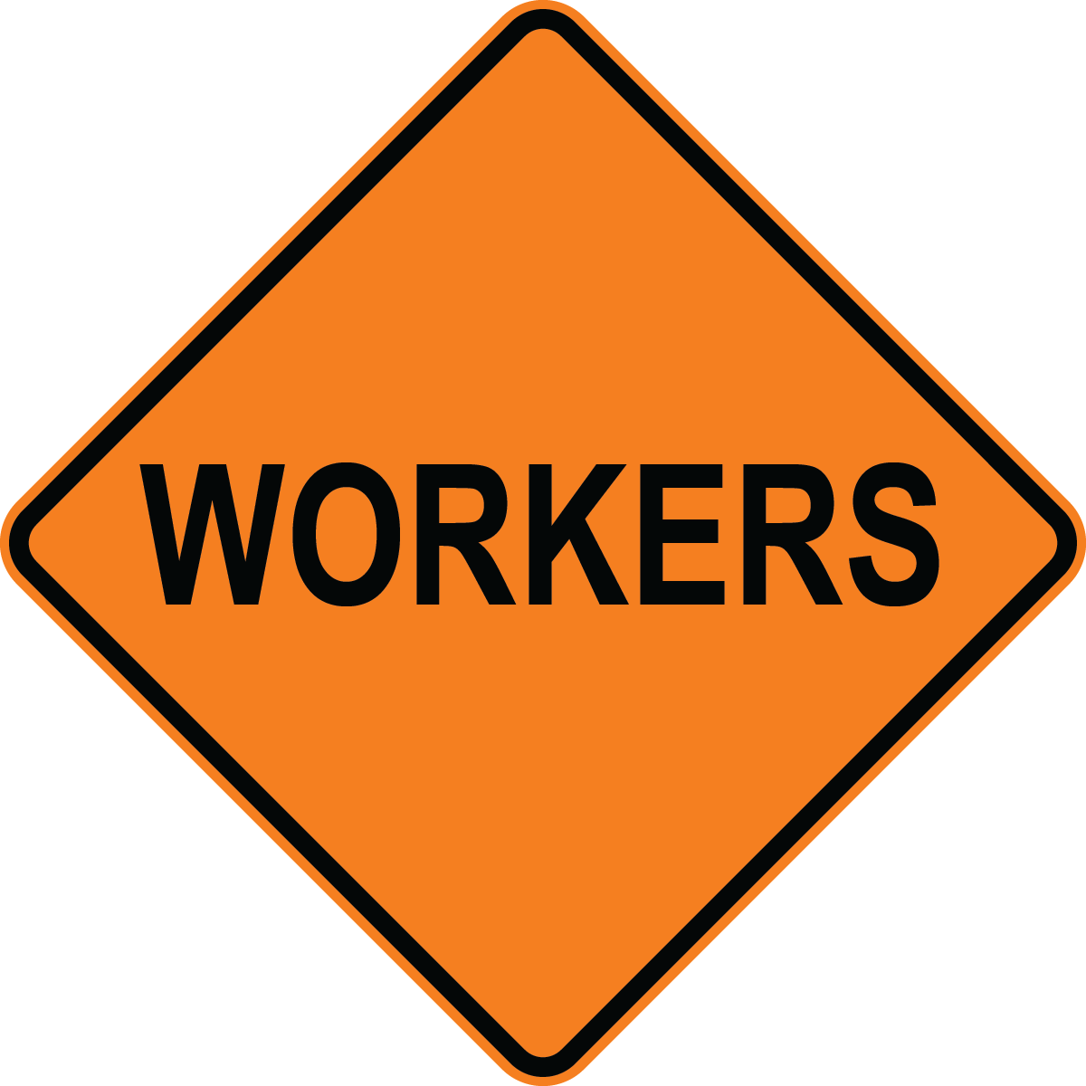 Workers MUTCD W21-1 traffic warning sign for road construction and work zones