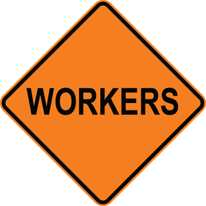 Workers MUTCD W21-1 traffic warning sign for road construction and work zones