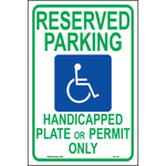 Arizona Accessible Parking sign with handicap symbol and Handicapped Plate or Permit Only text printed on durable rust-resistant aluminum for outdoor ADA compliance