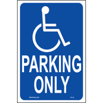 California Accessible Parking sign with handicap symbol printed on durable rust-resistant aluminum for outdoor ADA compliance and handicap parking designation
