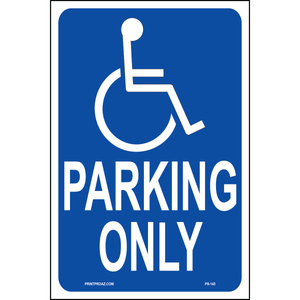 California Accessible Parking sign with handicap symbol printed on durable rust-resistant aluminum for outdoor ADA compliance and handicap parking designation