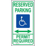 Delaware Accessible Parking sign with handicap symbol, Permit Required text, and arrows both directions printed on durable rust-resistant aluminum for outdoor ADA compliance