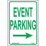 Event Parking sign with right arrow printed on durable rust-resistant aluminum for outdoor event traffic direction and parking guidance