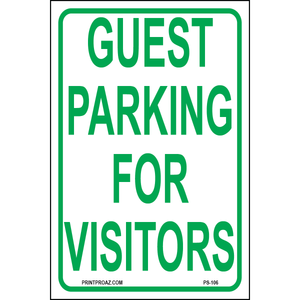 Guest Parking for Visitors sign printed on durable rust-resistant aluminum for outdoor visitor parking space designation