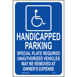 Massachusetts Accessible Parking sign with handicap symbol and Special Plate Required unauthorized vehicle removal text printed on durable rust-resistant aluminum for outdoor ADA compliance