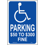 Missouri Accessible Parking sign with handicap symbol and $50 to $300 fine text printed on durable rust-resistant aluminum for outdoor ADA compliance