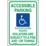 New Mexico Handicap Parking sign with handicap symbol and Plate or Placard Required violators subject to fine or towing text printed on durable rust-resistant aluminum for outdoor ADA compliance