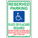 New Mexico Reserved Parking Placard Required sign with handicap symbol and enforcement wording including access aisle and $250 to $500 fine printed on durable rust-resistant aluminum for outdoor ADA compliance