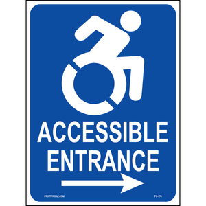 New York Accessible Parking Accessible Entrance sign with handicap symbol and right arrow printed on durable rust-resistant aluminum for outdoor ADA compliance