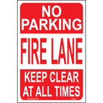 No Parking Fire Lane Keep Clear at All Times sign printed on durable rust-resistant aluminum for outdoor fire safety and