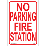 No Parking Fire Station sign printed on durable rust-resistant aluminum for outdoor emergency access enforcement