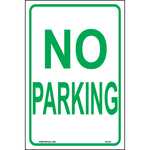 Green No Parking sign printed on durable rust-resistant aluminum for outdoor parking restriction enforcement