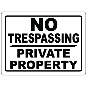 No Trespassing Private Property Sign available in Vinyl or Aluminum for construction sites and active job sites