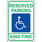 Ohio Reserved Parking $500 Fine sign printed on durable rust-resistant aluminum for outdoor parking enforcement compliance