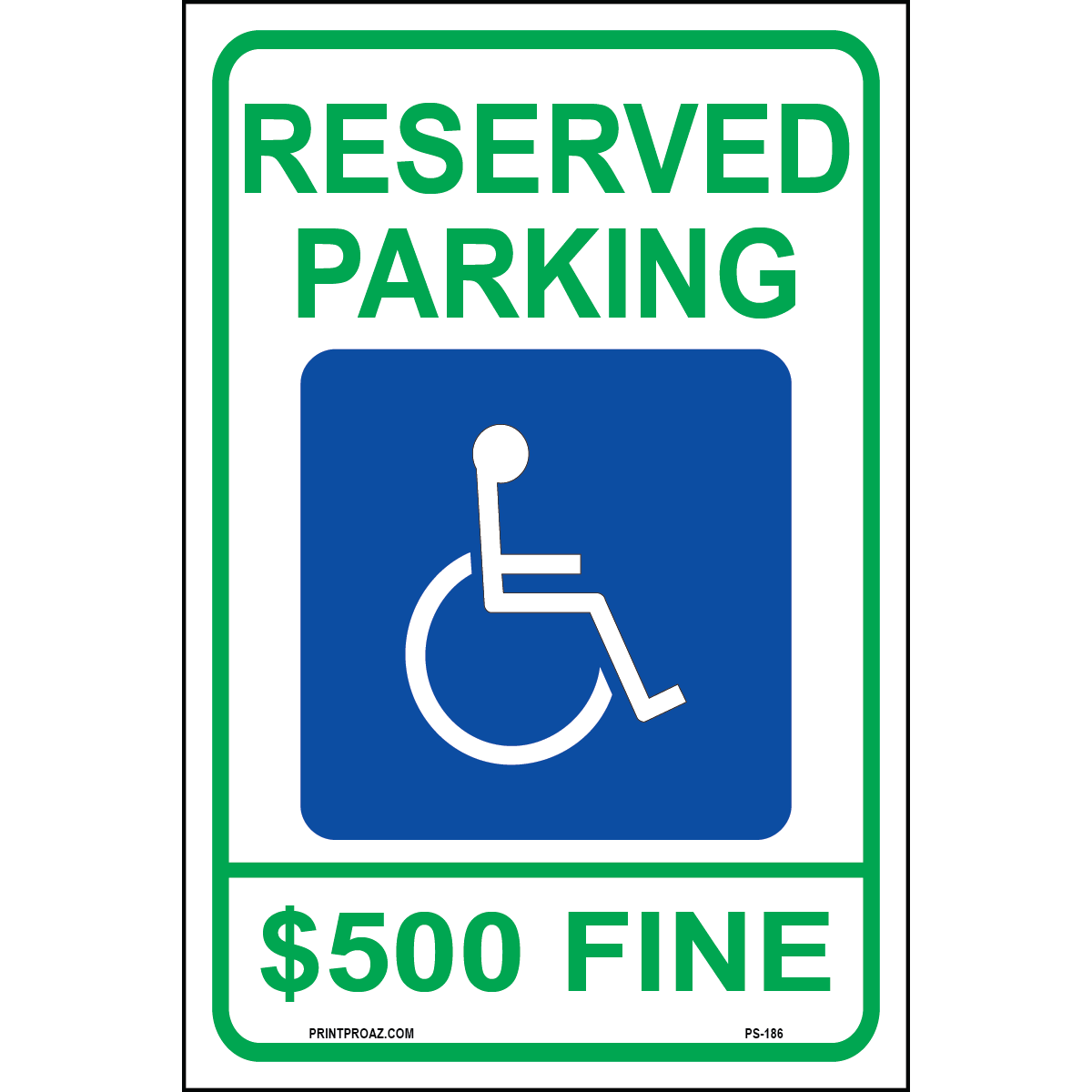 Ohio Reserved Parking $500 Fine sign printed on durable rust-resistant aluminum for outdoor parking enforcement compliance