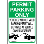 Permit Parking Only Vehicle Without Valid Parking Permit sign printed on durable rust-resistant aluminum for outdoor