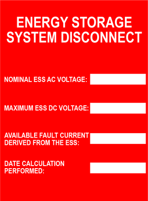 2.75x3.75 Energy Storage System Disconnect PV-531 Plastic Solar Labels