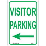 Visitor Parking sign with left arrow printed on durable rust-resistant aluminum for outdoor visitor parking direction and traffic guidance
