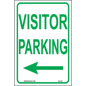 Visitor Parking sign with left arrow printed on durable rust-resistant aluminum for outdoor visitor parking direction and traffic guidance