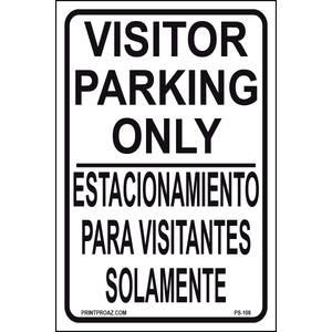 Visitor Parking Only bilingual sign printed on durable rust-resistant aluminum for outdoor multilingual visitor parking
