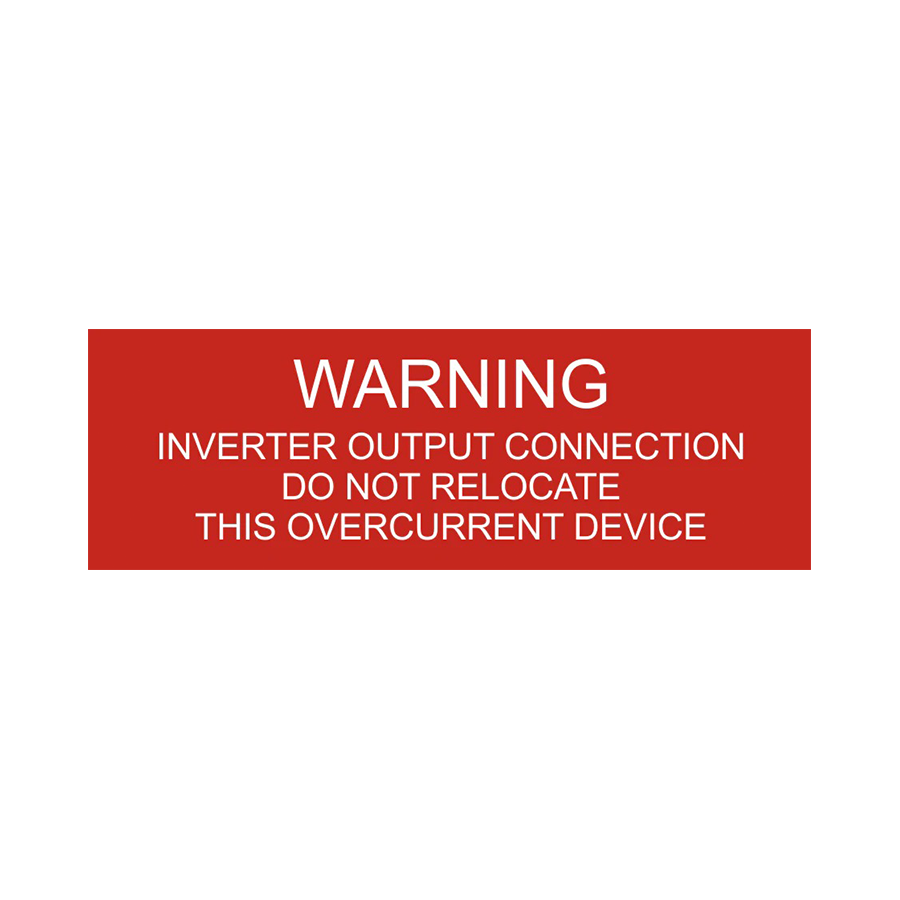 3x1 Warning Inverter Output Connection, Plastic Solar Labels, PV-003