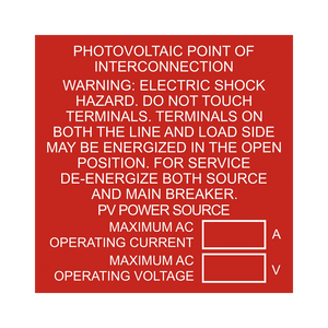 Photovoltaic Point of Interconnection and Warning - PV-011