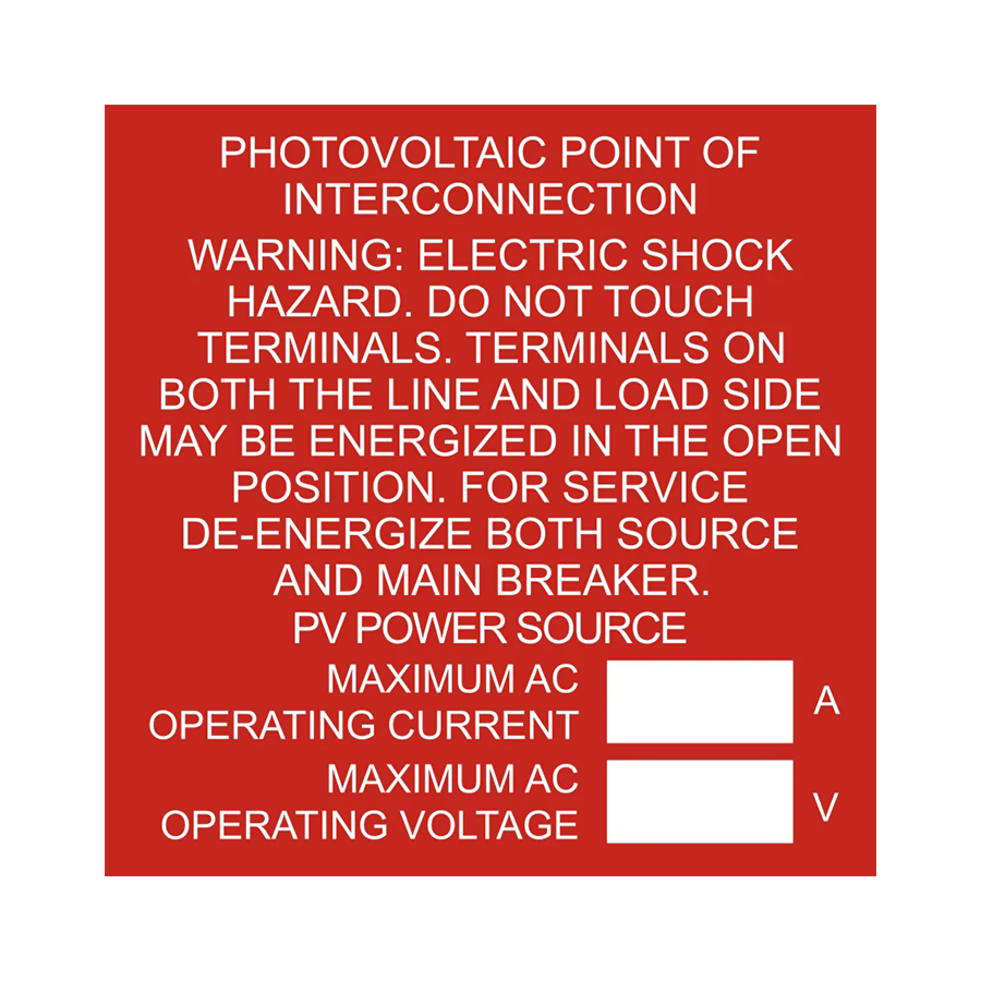 Photovoltaic Point of Interconnection and Warning - PV-015 