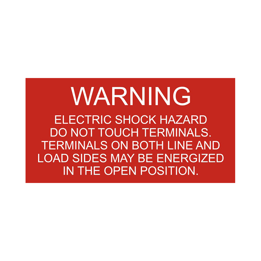 LB-070005-103 - 1.5x3, Warning Electric Shock Hazard, PV-001 LB-070003-103 