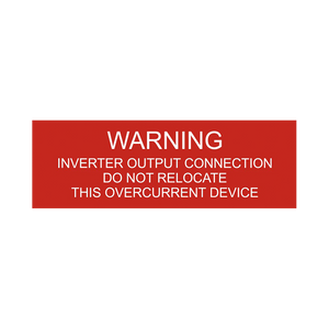 LB-040106-103 - 1x3, Warning Inverter Output Connection PV-003 04-412 PLACARD
