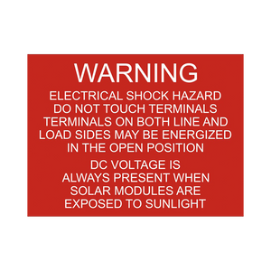 Warning Electrical Shock Hazard - PV-007 