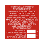 Photovoltaic Point of Interconnection and Warning - PV-015 