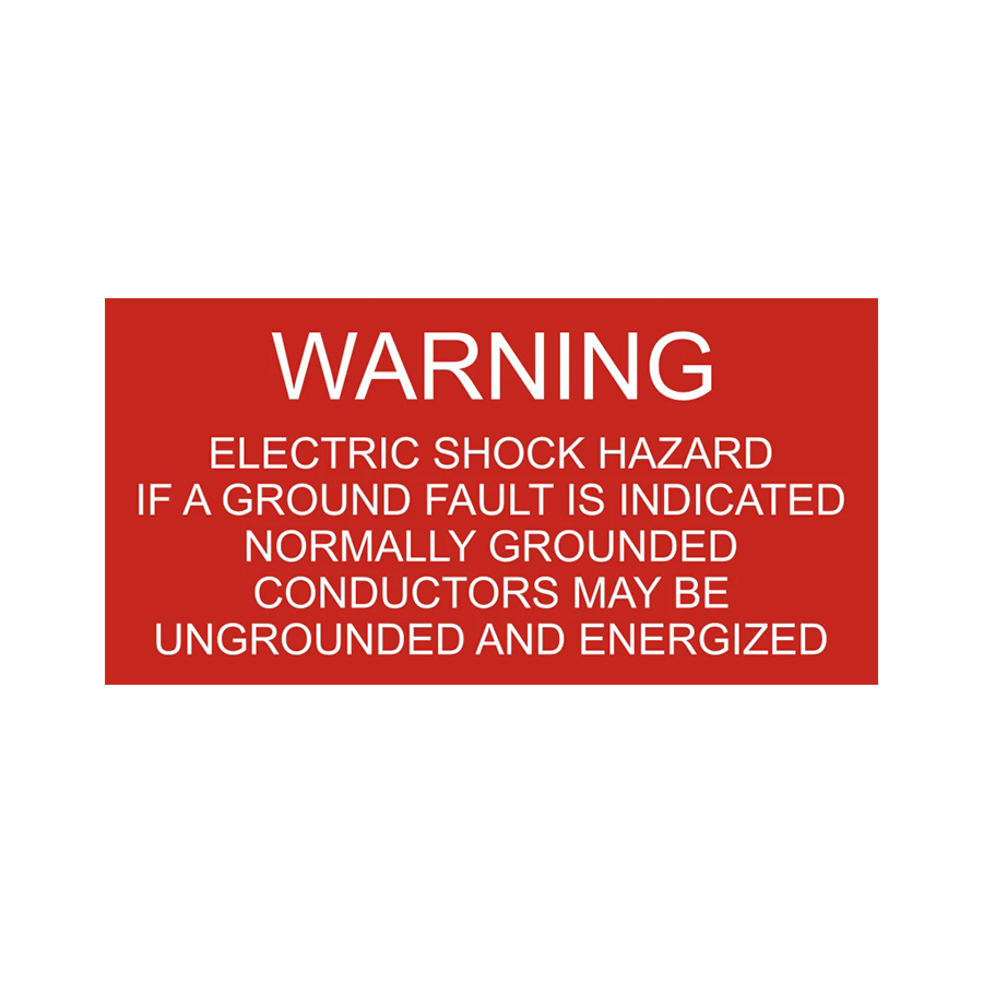 Warning Electric Shock Hazard - PV-017 