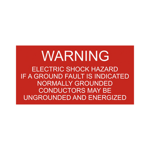 Warning Electric Shock Hazard - PV-017 